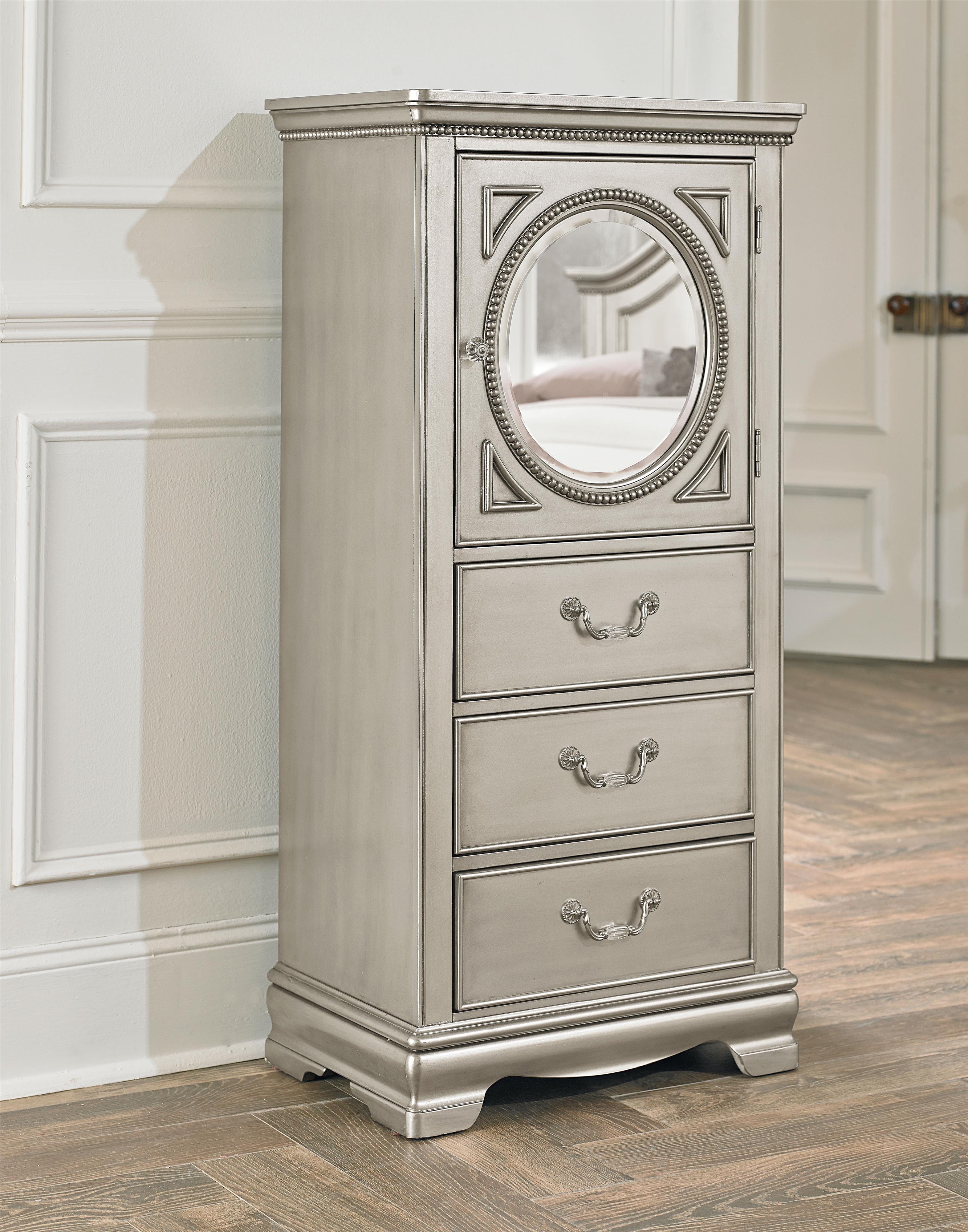 Standard Furniture Jessica Silver Looking Glass Lingerie Chest Royal